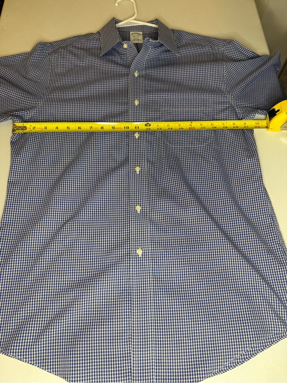 Brooks Brothers Regent Men’s Dress Shirt Blue White Gingham Check Non-Iron 16-35 - Picture 7 of 8
